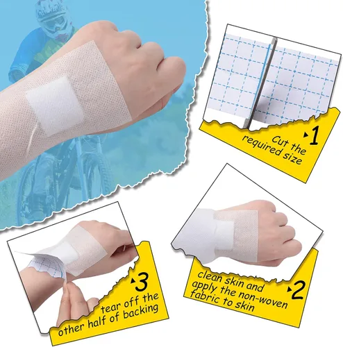 Vista 3 de Nuanchu Rollo de cubierta no tejida de 4 rollos de cinta elástica no tejida, vendajes adhesivos no tejidos, cinta de vendaje transpirable, vendajes