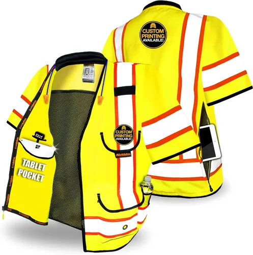 Vista 12 de KwikSafety - Charlotte, NC - GODFATHER Safety Vest [CUSHIONED COLLAR + TABLET POCKET] ANSI OSHA