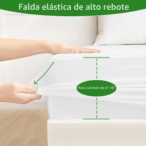 Vista 7 de GOONIK Pack de 2 protectores de colchón tamaño individual, protector de colchón transpirable de bambú y viscosa impermeable con bolsillo de 6 a 16