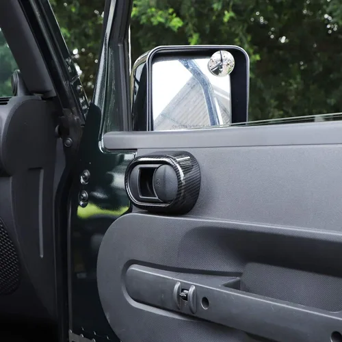 Vista 5 de JeCar Cubierta de mango de puerta interior y juego de ajustes para Jeep Wrangler JK Unlimited de 4 puertas 2007-2010, accesorios interiores de fibra