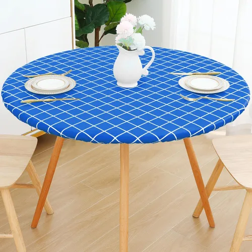 Vista 328 de Mantel rectangular, manteles de plástico elásticos ajustables con parte trasera de franela para mesas de 4 pies, manteles de vinilo impermeables