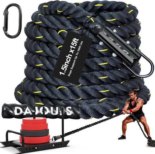 Cuerda de tracción de trineo de entrenamiento con pesas, 1.5 pulgadas x 15 pies, cuerda de tracción de trineo de entrenamiento resistente para tirar