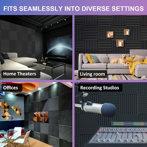 Vista 7 de JBER Paquete de 12 paneles de espuma acústica, paneles de espuma con aislamiento de sonido de 1 x 12 x 12 pulgadas para paredes, cuñas