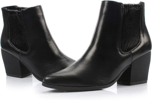 Vista 5 de Bliss - Botines cómodos de tacón grueso para mujer, estilo Chelsea
