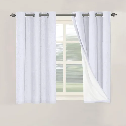 Vista 211 de H.VERSAILTEX - Cortinas opacas duraderas con textura gruesa, de 100 % de lino, cortina para puerta de patio, con ojales antioxidantes, panel