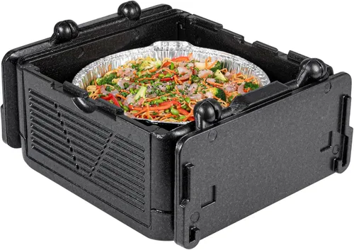 Vista 13 de Restaurantware -Cater Tek - Caja caliente de catering de 14 cuartos de galón, 1 bandeja portadora de alimentos aislada de carga superior - Capacidad