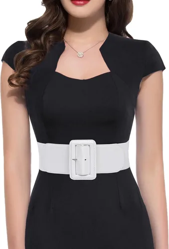 Vista 7 de Hanna Nikole Cinturón elástico vintage con hebilla ancha para mujer, tallas S-XXXXL