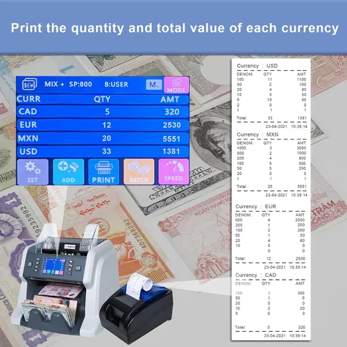 Vista 6 de RIBAO - Impresora térmica de recibos para conectar BC-55 BC-40 BCS-160, contador de billetes mixtos y clasificador de monedas, interfaz USB de cajón