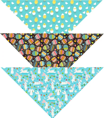 Native Pup Bandana para perro de Pascua | Paquete de 3 | Juego de bufanda de primavera huevos, conejitos y pollitos (Pascua, grande)