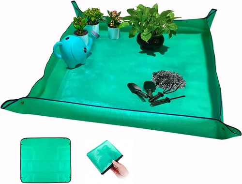 Vista 8 de Tapete de trasplante de plantas, extra grande, impermeable, plegable, para trasplante de plantas de interior y control de suciedad, tapetes