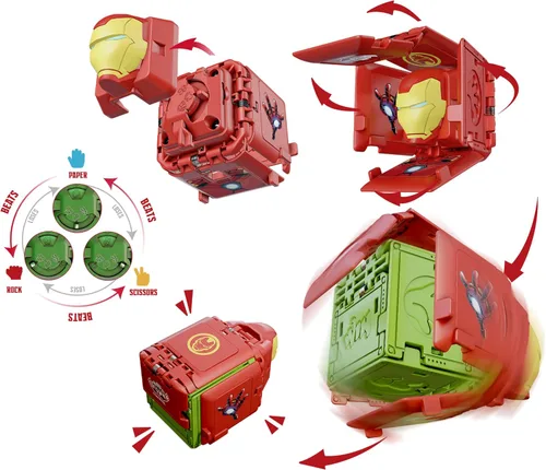 Vista 4 de Marvel Avengers - Paquete de 2 cubos de batalla Capitán América VS Black Panther, libera poder, ataque de lanzamiento, 2 cubos y 6 fichas, sistema