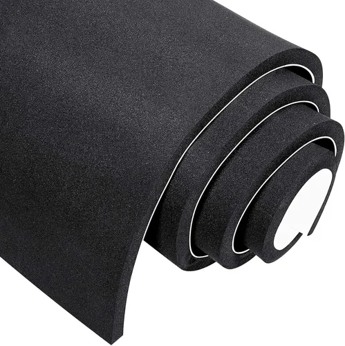 MAGZO Acolchado de espuma adhesiva con respaldo de 1/2 pulgada de grosor x 12 pulgadas de ancho x 59 pulgadas de largo, hojas de neopreno negro,