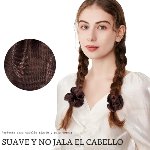 Vista 3 de ADRIONE Coleteros de satén para mujeres y niñas, paquete de 60 coleteros de seda para cabello rizado