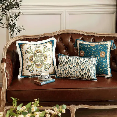 Vista 91 de patdrea Fundas de almohada de diseñador, fundas de almohada redondas de lino estilo europeo vintage, cojín decorativo para cama, sala de estar