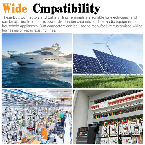 Vista 9 de Kit de 260 terminales de anillo de batería AWG8 de calibre 4 6 2 1/0 y conectores a tope no aislados, 65 lengüetas de férula de crimpado sin