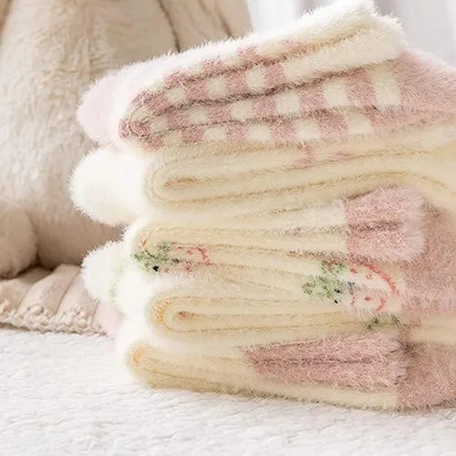 Vista 2 de HEILA 2 pares de calcetines cálidos de invierno para mujer, calcetines mullidos para dormir, calcetines de forro polar mullidos, calcetines