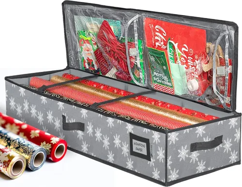 Vista 15 de HOLDN' STORAGE Contenedor de almacenamiento de papel de regalo de alta calidad, duradero 600D a prueba de desgarros, se adapta a 27 rollos de papel