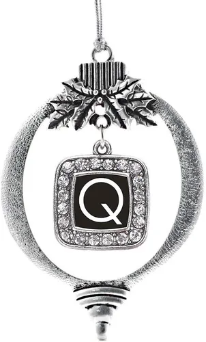 Vista 60 de Inspired Silver - Mis iniciales - Adorno con dije de letra S - Adornos navideños cuadrados de plata con joyas de circonita cúbica