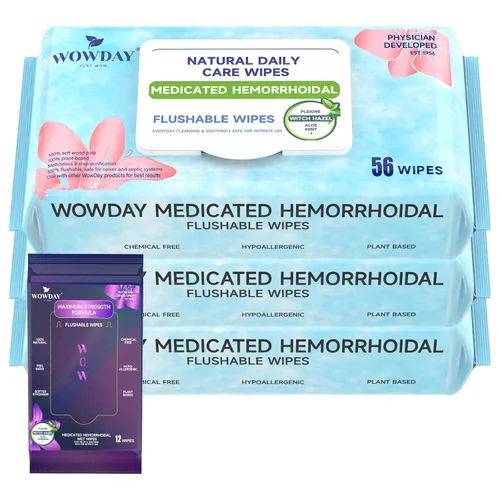 Vista 10 de Toallitas desechables para hemorroides Toallitas medicinales de hamamelis con pH equilibrado 120 unidades naturales sin fragancia