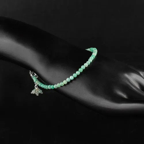 Vista 28 de Natural Gemstone Micro Round Beads Dainty Choker Bangle Bracelet, Handmade Jewelry for Women, Healing Chakra Crystals Silver Plated Chain 8 inch