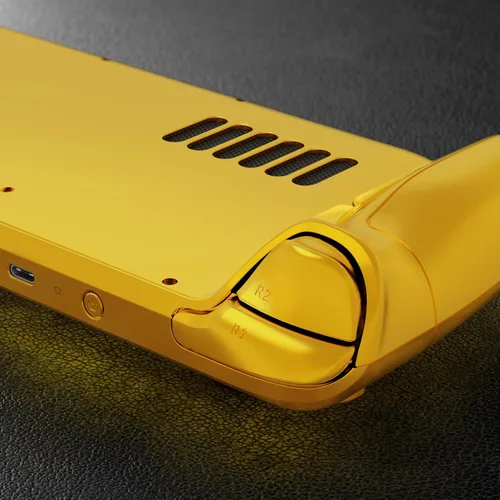 Vista 6 de eXtremeRate Juego completo de carcasa de bricolaje con botones para Steam Deck LCD, placa frontal personalizada de repuesto para Steam Deck LCD, oro