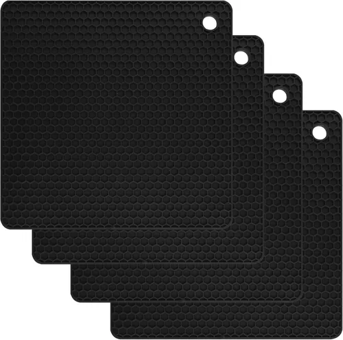 Juego de 2 salvamanteles de silicona de 9 x 12 pulgadas, multiuso, antideslizantes, flexibles, duraderos, resistentes al calor, color rojo, verde,