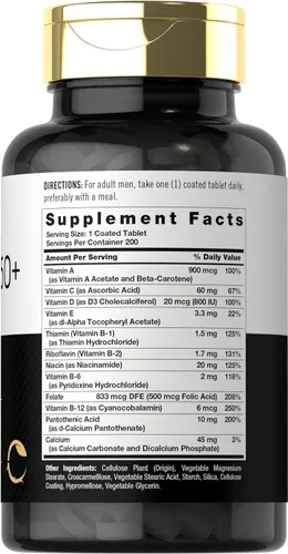 Vista 2 de Carlyle Multivitamin for Men 50+ 200 Count with B Vitamins, Vitamin D, Magnesium & Zinc Non-GMO, Gluten Free Supplement