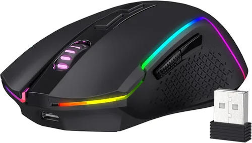 Vista 9 de Redragon M693 Mouse inalámbrico Bluetooth para juegos, 8000 DPI con conexión de 3 modos, BT y 2.4G inalámbrico, 7 botones macro, capacidad