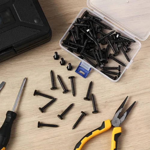 Vista 5 de Blulu 60 tornillos de retraso de cabeza hexagonal de 1/4 x 1-1/2 pulgadas, tornillos de retraso de acero inoxidable 304 para madera, acabado liso