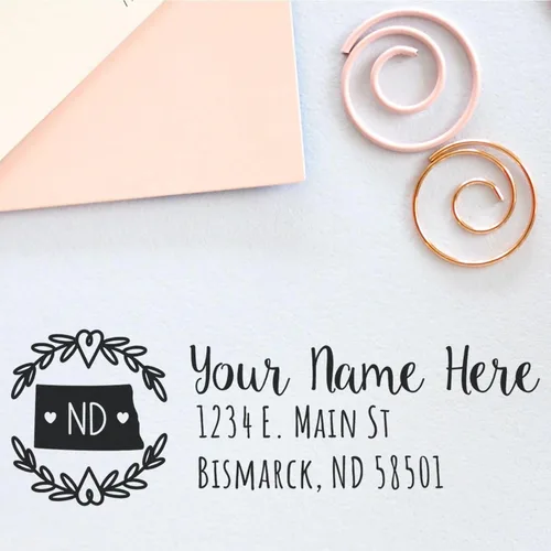 Vista 41 de Alabama Address Stamp, Alabama State Wreath Stamp, Custom Hand Imprint for Home, Office, Crafting, Mail, Weddings, Housewarming, and Residents