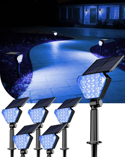Vista 10 de T-SUN Luces solares para exteriores, impermeables, IP65, paquete de 6 luces LED solares que cambian de color, IP65, impermeables, inteligentes