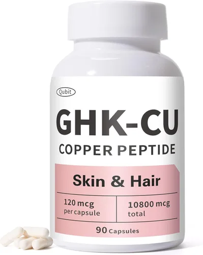 QUBIT GHK-Cu Suplemento de péptido de cobre para piel y cabello, fácil de absorber, dosificado con precisión - 90 cápsulas veganas
