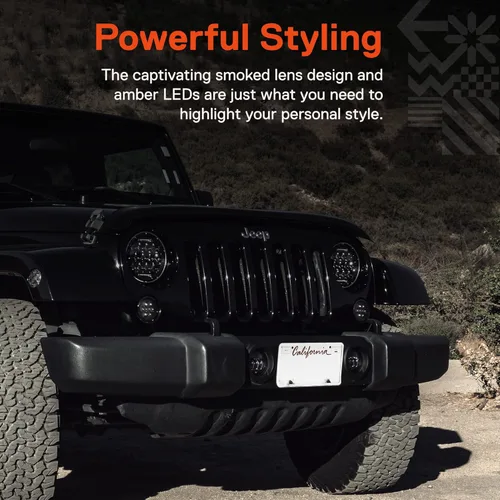 Vista 3 de TRUE MODS Luces de Señal de Giro LED de Reemplazo para Jeep [Lente Ahumado] [Color Ámbar] [DRL] Luces de Señal de Giro y Funcionamiento Compatibles