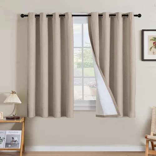 Vista 161 de H.VERSAILTEX - Cortinas opacas duraderas con textura gruesa, de 100 % de lino, cortina para puerta de patio, con ojales antioxidantes, panel