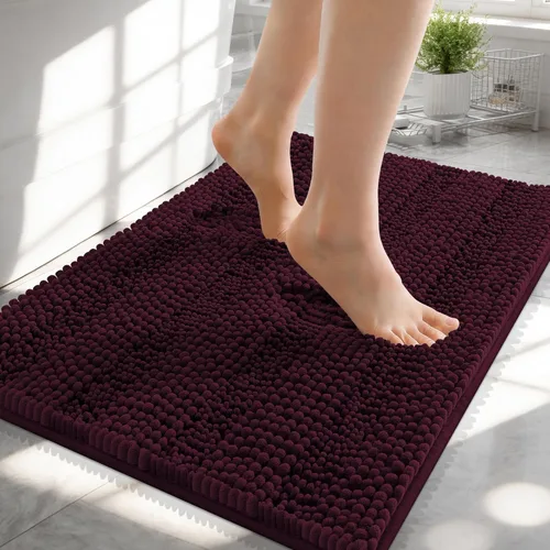 Vista 356 de OLANLY Alfombras de Baño Gruesas de 47 x 20 pulgadas, Extra Suaves Absorbentes de Chenilla a Rayas, Respaldo de Goma, Lavables y Secables a Máquina