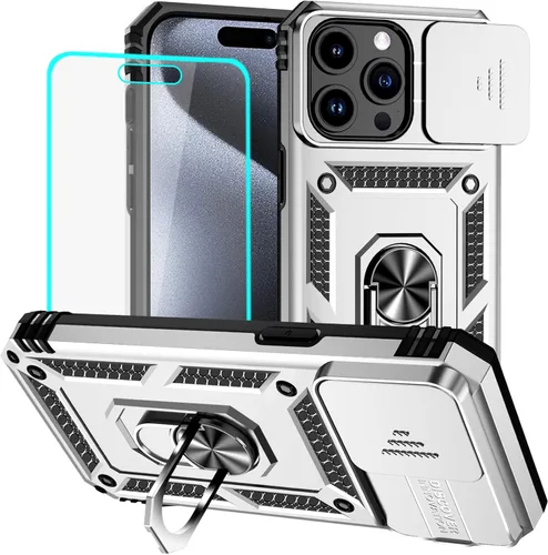 Vista 12 de HNHYGETE Funda para iPhone 13 con protector de pantalla HD: [grado militar de 20 pies probada en caídas] Funda protectora a prueba de golpes