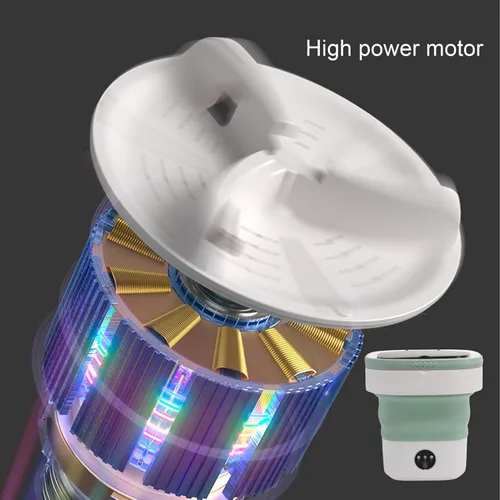 Vista 5 de Ymiko Lavadora portátil de 14 L, mini lavadora plegable compacta con motor sin escobillas y cesta deshidratante, para ropa interior, calcetines