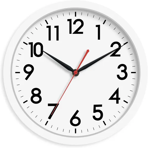 Vista 41 de AKCISOT Reloj de pared para baño de 10 pulgadas, relojes de pared analógicos pequeños que funcionan con pilas, silenciosos y sin tictac