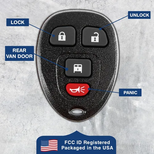 Vista 6 de KeylessOption Llavero de repuesto para Chevrolet Express GMC Savana 2007, 2008, 2009, 2010, 2011, 2012, 2013, 2014-2024, control remoto de entrada