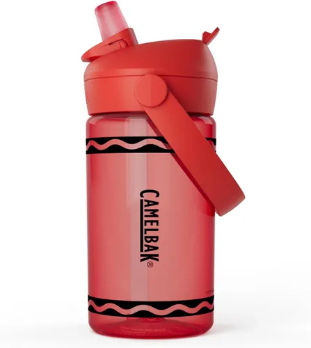 Vista 2 de CamelBak Crayola Flip Straw Kids Tritan Renew Botella de agua rojo cereza, 14 onzas