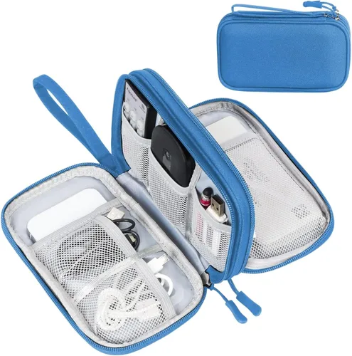 Vista 57 de FYY Organizador para accesorios electrónicos, para viajes, para cables, celular y cargadores, estuche portátil, impermeable, doble capa, bolsa