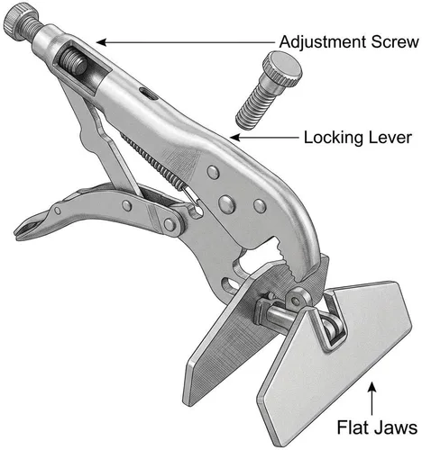 Vista 3 de QWORK Abrazadera de chapa de bloqueo de 10 pulgadas, paquete de 2 herramientas de alicates de bloqueo de soldadura, herramienta de agarre de chapa