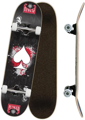 Yocaher Poker Series Pro Complete Skateboard 7.75” x 31” – Double Kick Concave Deck, ABEC-9 Bearings, 54mm Wheels, Aluminum Alloy Trucks, BlackWidow