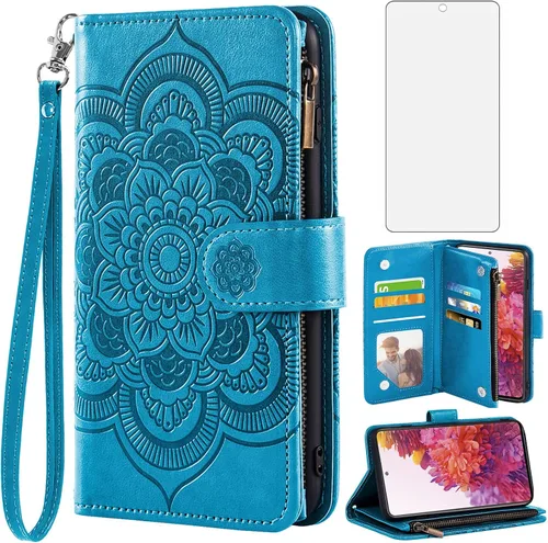 Asuwish Compatible con Samsung Galaxy S20 FE Gaxaly S 20 FE 5G UW 6.5 pulgadas Funda tipo cartera de vidrio templado con tapa para Glaxay S20FE5G