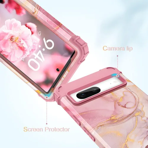 Vista 3 de Funda para Pixel 7, funda para Google Pixel 7, funda protectora de silicona rígida de policarbonato duro 3 en 1, resistente a prueba de golpes