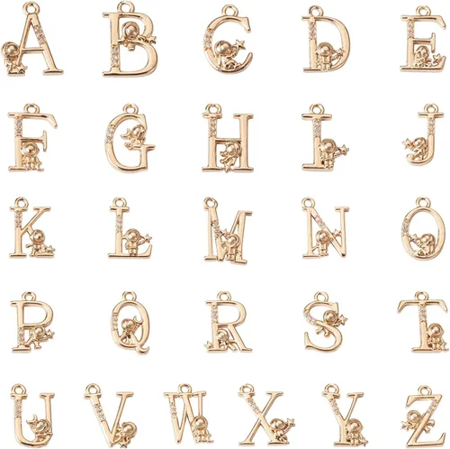 Vista 19 de Craftdady Colgantes de letras Oro de 18 quilates A