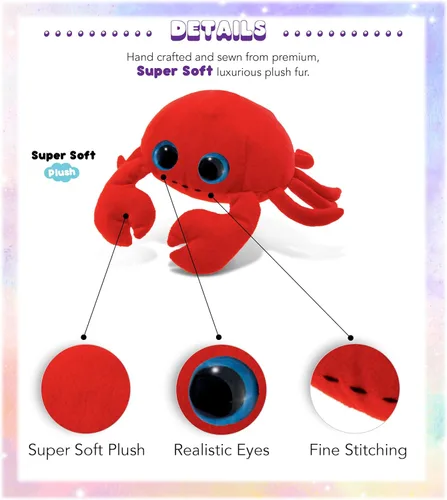 Vista 2 de Puzzled Peluche de cangrejo rojo de ojo grande, 6 pulgadas