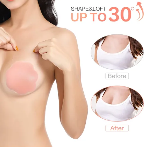 Vista 3 de Lineexem Nipple Covers for Women Breast Lift, Sticky Push up Strapless Reusable Silicone Tape Bra