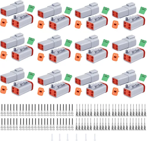 Vista 15 de Kit de conectores Deutsch de 194 piezas, 2 pares, 2 3 4 6 8 12 pines, conector eléctrico impermeable gris con contactos estampados y tapones