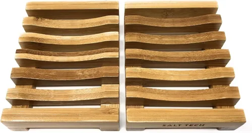 Vista 2 de Bamboo Soap Dish, 2pc Rectangular, Light Brown, 3.4 x 4.5 inches, 0.14 pounds, Bathtub